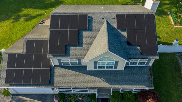 residential solar panels on rooftop